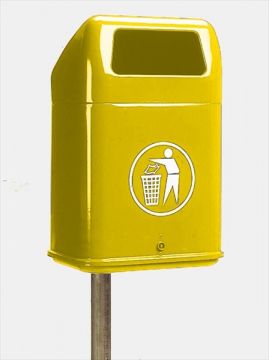 Urban outdoor trash can 60 liters, 440x370x730 mm, yellow