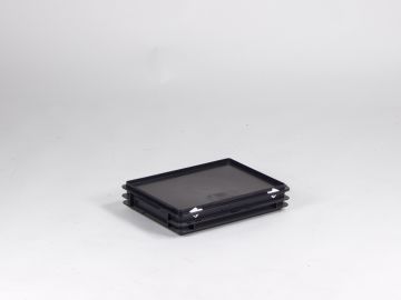 Stacking container 400x300x80 mm, 6L with lid, ESD