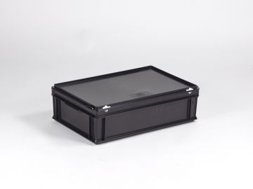 Stacking container 600x400x185 mm, 30L with lid, ESD