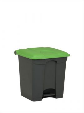 Wastebin with pedal 400x400x430 mm, 30 L, grey-green