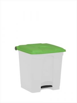 Wastebin with pedal 400x400x430 mm, 30 L, white-green