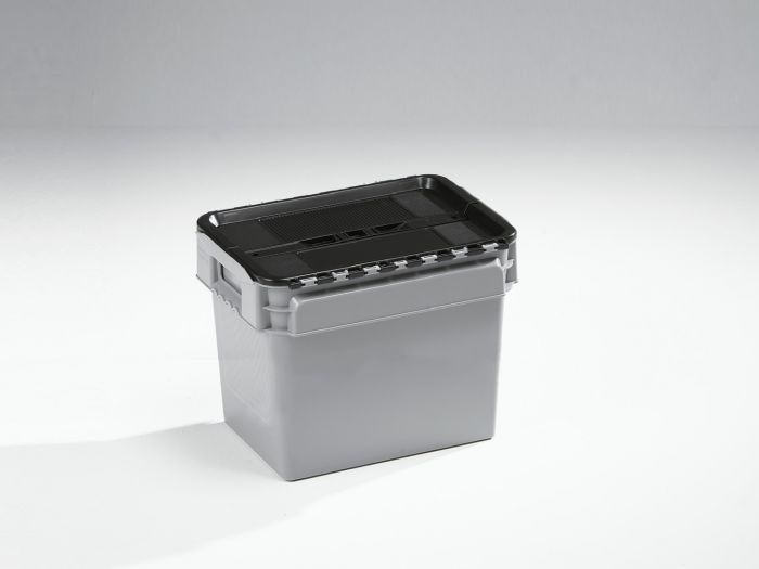 Attached lid container, 23 l. 400x300x320 mm grey/black