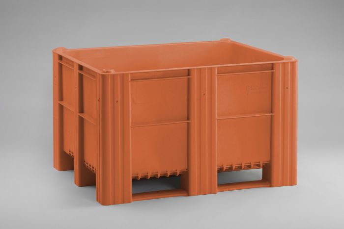 Food grade palletbox 630L, on 3 skids, orange