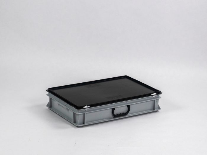 E-line Euroline stackable case, 20L with one handle PP recycle grey-black