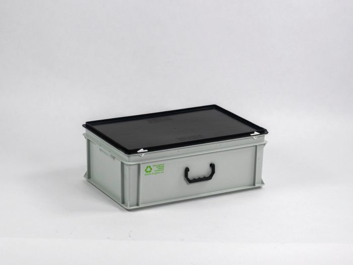 E-line Euroline stackable case, 40L with one handle PP recycle grey-black