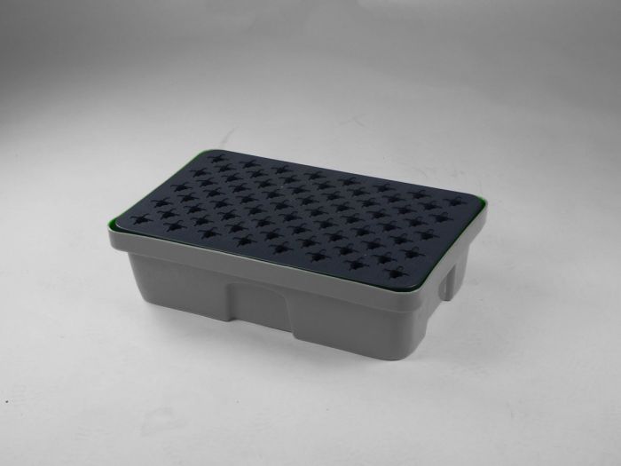 Spill tray 30 liter, 635x410x165 mm with plastic grid