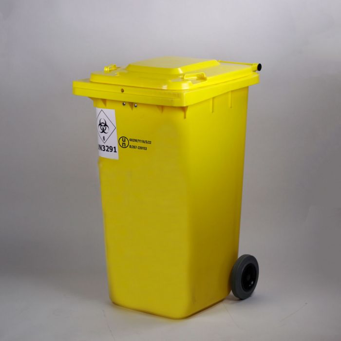 Hospital waste container with 2 wheels, 240 l, wth UN approval