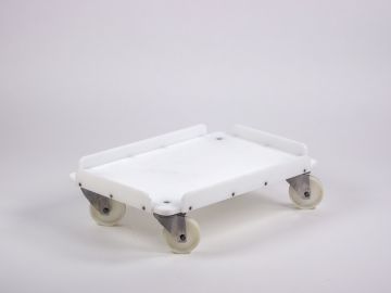 Transport trolley 600x400 mm with 4 ø100 stainless steel castors, 2 braked white