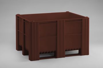 Food grade palletbox 630L, on 3 skids, brown