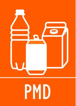 Self-Adhesive Label Set for PMD Waste, Orange, with Can–Tetra–Bottle Icons, for EcoMaxi & EcoMidi