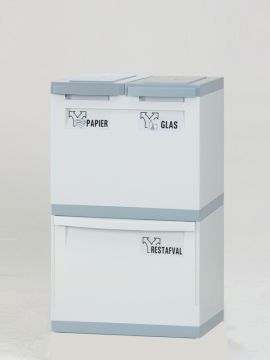 3-fraction waste station grey 1 tilting bin grey 2x bucket 2x lid grey
