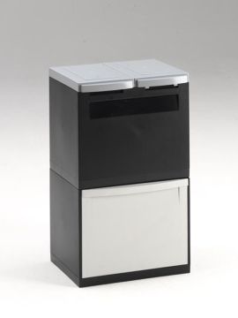 3-fraction waste station black 1 tilting bin grey 2x bucket 2x lid grey