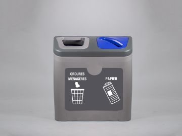 Poubelle tri sélectif entreprise grande contenance 2 bacs