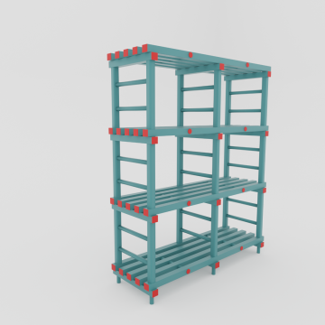 Hygienic plastic storage rack, 1500x500x1820 mm, with 4 shelves