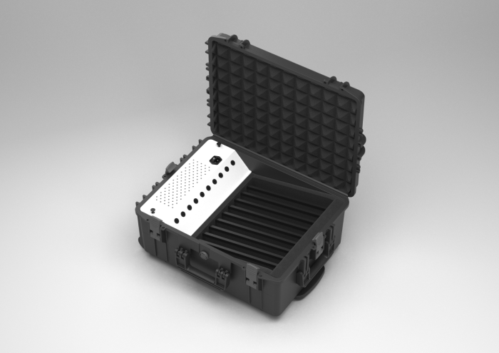IP67 Charge & Sync transport case 604x473x283 mm for 10 tablets