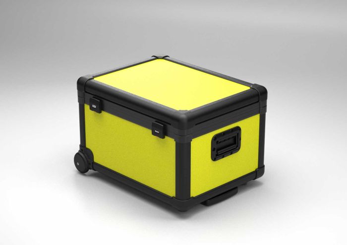 Charging transport case for 16 tablets with baskets, yellow