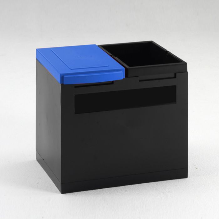 Office waste bin for paper and general waste 400x300x350 mm black/blue