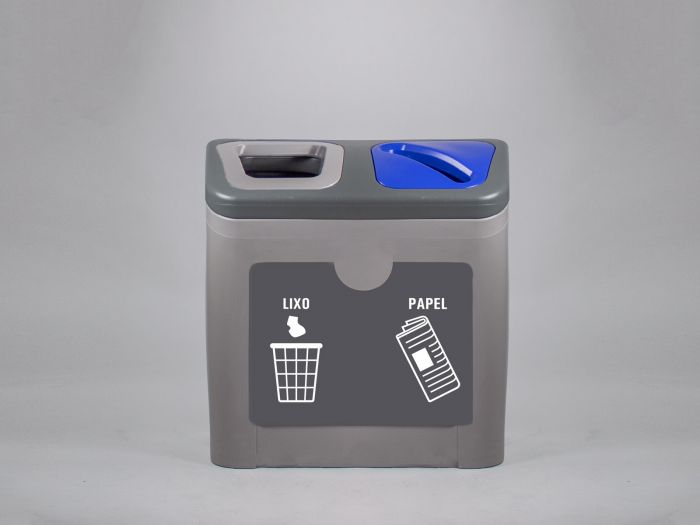 Waste recycling bin for 2 waste materials