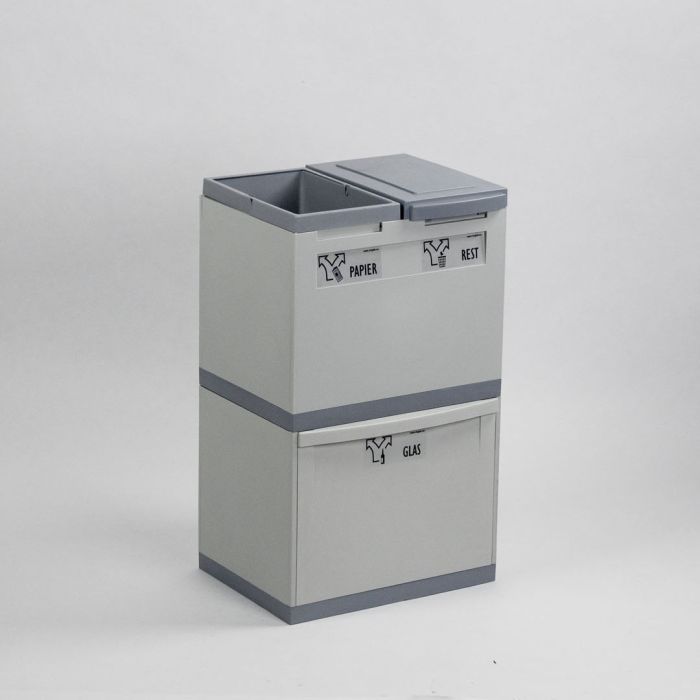Waste collection module grey 60L 3-fractions 400x300x700 mm