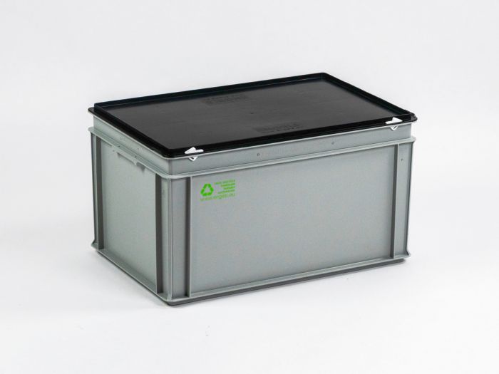 Stacking container 600x400x340 mm, 60L with black lid