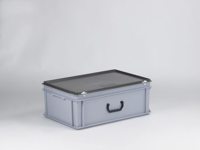 E-line Euroline stackable case, 40L  with one handle PP recycle grey