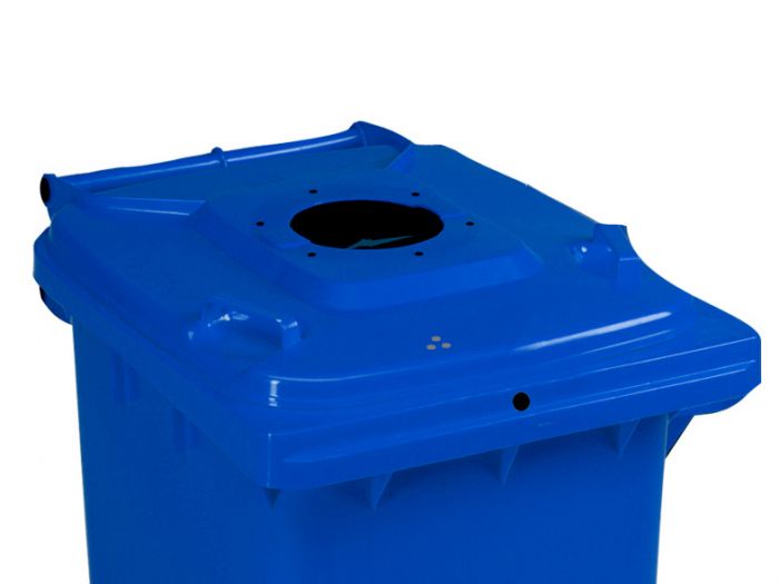 Wheelie bin 120L, with triangular lock and deposit hole, blue