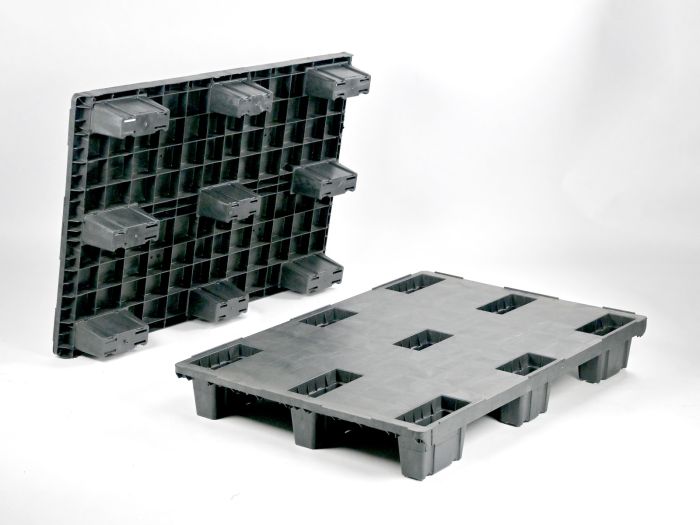Nestable pallet 1200x800x153 mm on 9 feet closed deck PE-R