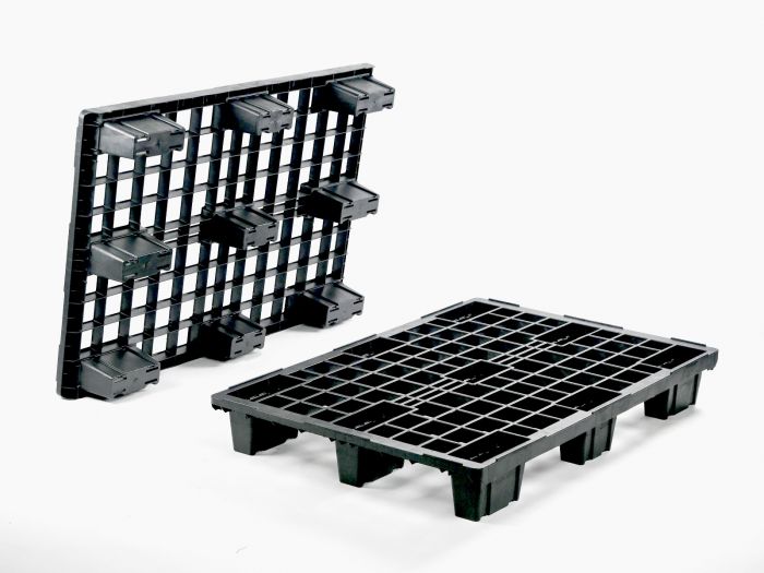 Nestable pallet 1200x800x152 mm on 9 feet open deck PE-R