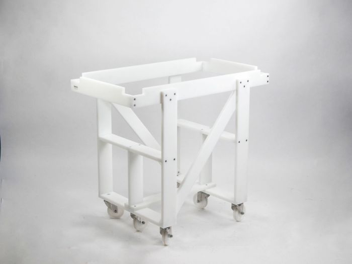 Plastic frame on 6 wheels for mixing tank 145 l. 